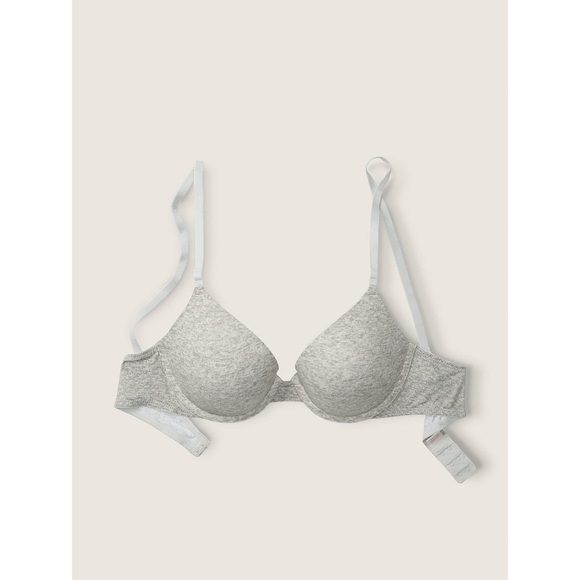 VICTORIA'S SECRET PINK WEAR EVERYWHERE PUSH-UP BRA (HEATHER CHARCOAL) - Picture 4 of 7